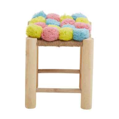 West Village Pink Blue And Yellow Pom Pom Stool