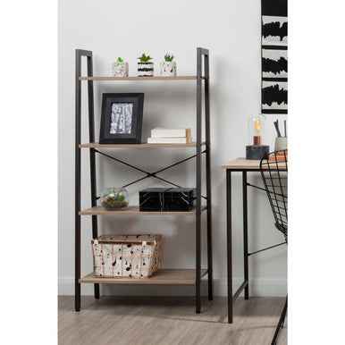 Bradbury Four Tier Grey Oak Veneer Ladder Shelf Unit