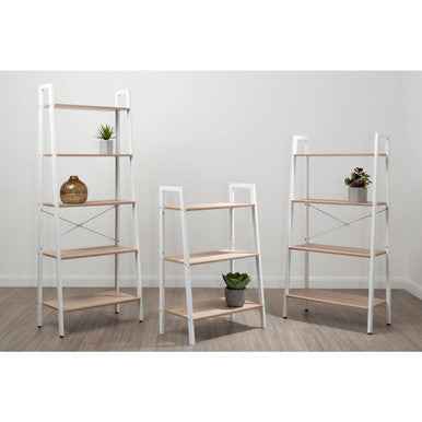 Bradbury Three Tier Natural Oak Veneer Ladder Shelf Unit