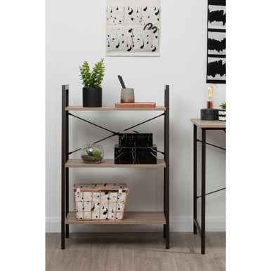 Bradbury Three Tier Grey Oak Veneer Ladder Shelf Unit