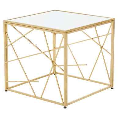 Farran Gold Finish Side Table With Mirror Top