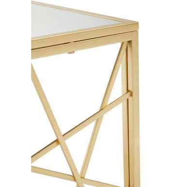 Farran Gold Finish Side Table With Mirror Top