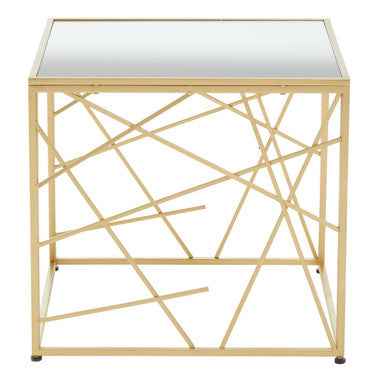 Farran Gold Finish Side Table With Mirror Top