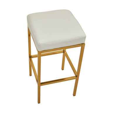 Baina White And Gold Finish Bar Stool