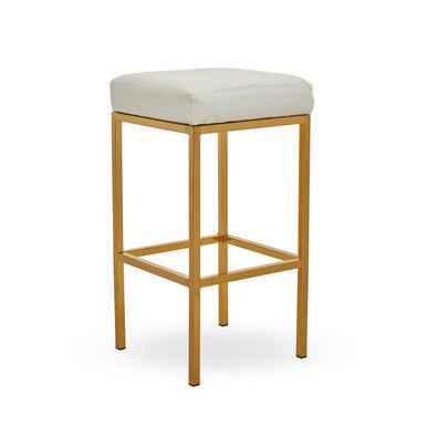 Baina White And Gold Finish Bar Stool