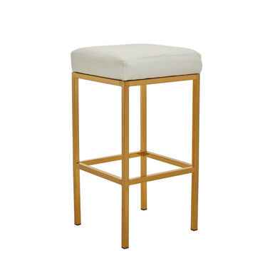 Baina White And Gold Finish Bar Stool