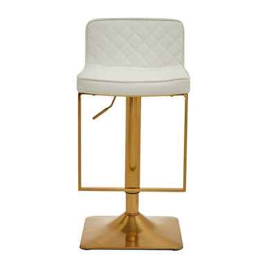 Baina White And Gold Bar Stool With Square Base
