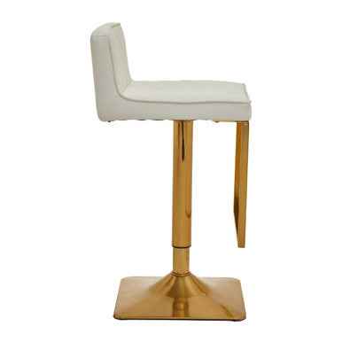 Baina White And Gold Bar Stool With Square Base
