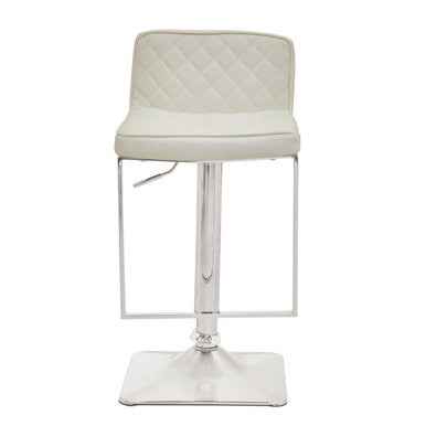 Baina White And Chrome Bar Stool With Square Base