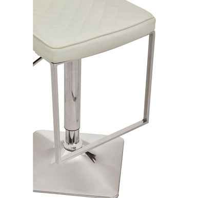 Baina White And Chrome Bar Stool With Square Base