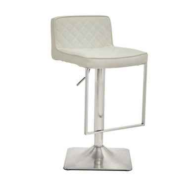Baina White And Chrome Bar Stool With Square Base