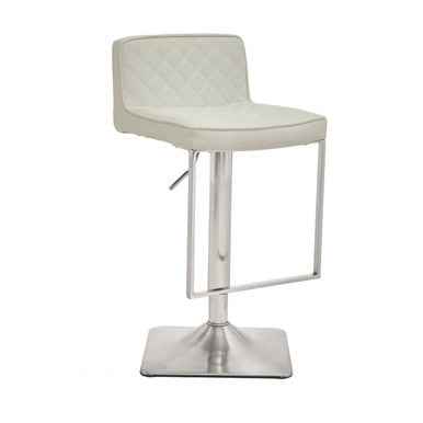 Baina White And Chrome Bar Stool With Square Base