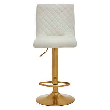 Baina White And Gold Bar Stool With Round Base