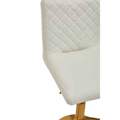 Baina White And Gold Bar Stool With Round Base