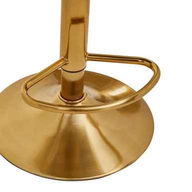 Baina White And Gold Bar Stool With Round Base