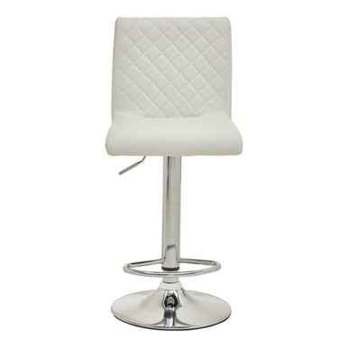 Baina White And Chrome Bar Stool With Round Base