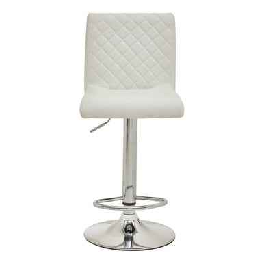 Baina White And Chrome Bar Stool With Round Base