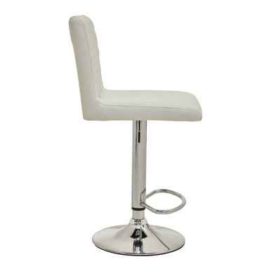 Baina White And Chrome Bar Stool With Round Base