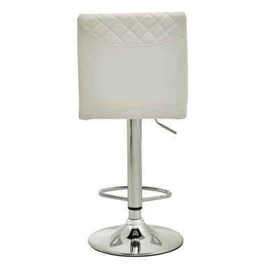 Baina White And Chrome Bar Stool With Round Base
