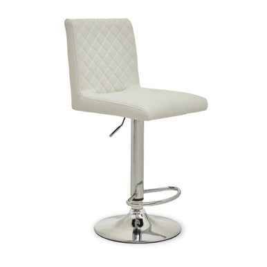 Baina White And Chrome Bar Stool With Round Base