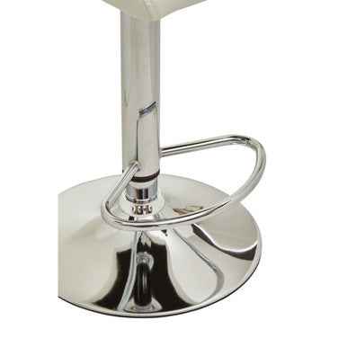 Baina White And Chrome Bar Stool With Round Base
