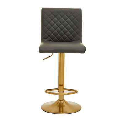 Baina Dark Grey And Gold Bar Stool With Round Base