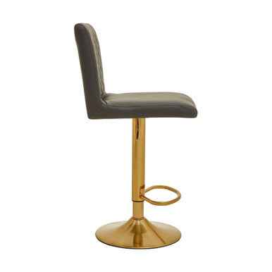 Baina Dark Grey And Gold Bar Stool With Round Base