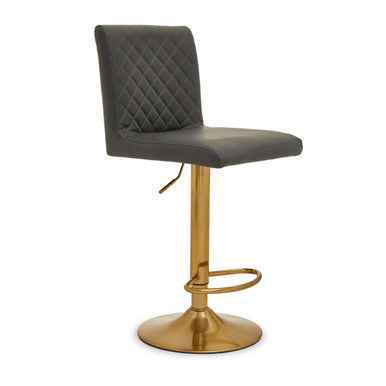 Baina Dark Grey And Gold Bar Stool With Round Base