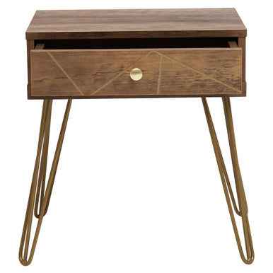 Flori 1 Drawer Side Table with Hairpin Legs