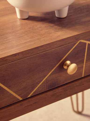 Flori 1 Drawer Side Table with Hairpin Legs