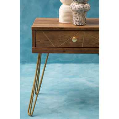 Flori 1 Drawer Side Table with Hairpin Legs