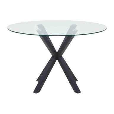 Salford Glass Top Dining Table With Black Metal Legs