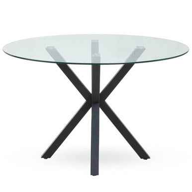 Salford Glass Top Dining Table With Black Metal Legs