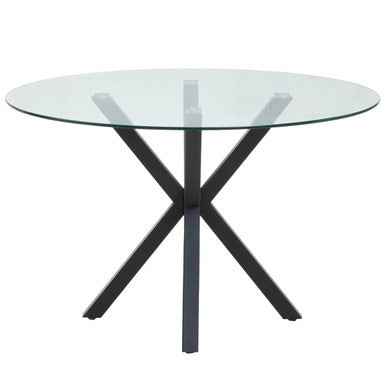Salford Glass Top Dining Table With Black Metal Legs