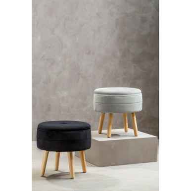Ivy Black Velvet Stool