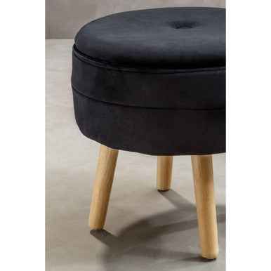 Ivy Black Velvet Stool