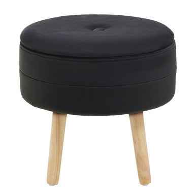 Ivy Black Velvet Stool