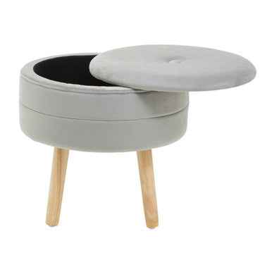 Ivy Grey Velvet Stool