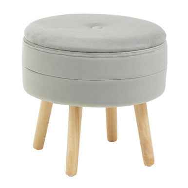 Ivy Grey Velvet Stool