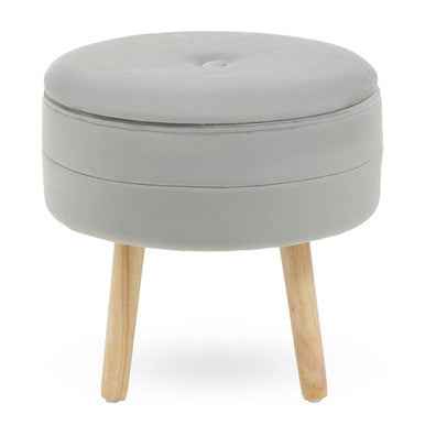 Ivy Grey Velvet Stool