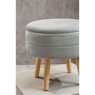 Ivy Grey Velvet Stool