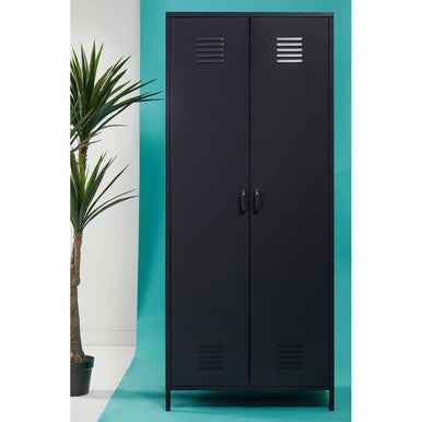 Academy Black Two Door Locker Style Wardrobe