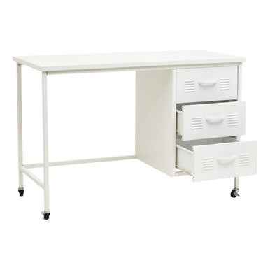 Academy Three Drawer White Desk