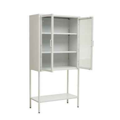 Acier Two Door White Metal Cabinet