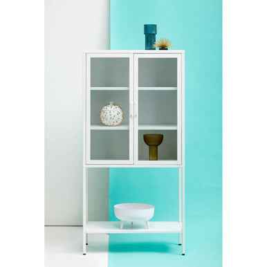 Acier Two Door White Metal Cabinet