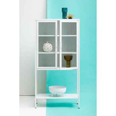 Acier Two Door White Metal Cabinet
