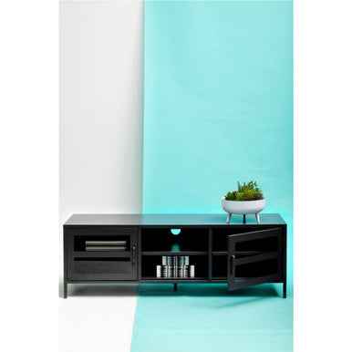 Acier Two Door Black Metal Media Unit