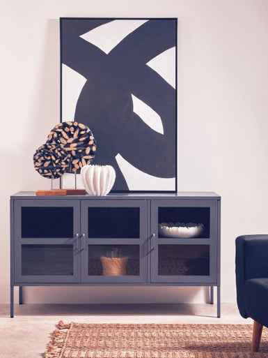 Acier Three Door Grey Metal Sideboard