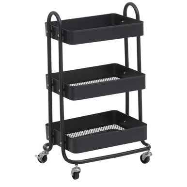 Acero Three Tier Black Metal Trolley