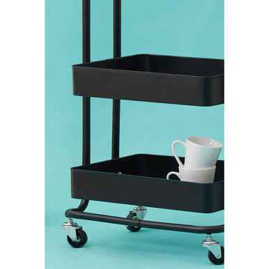 Acero Three Tier Black Metal Trolley